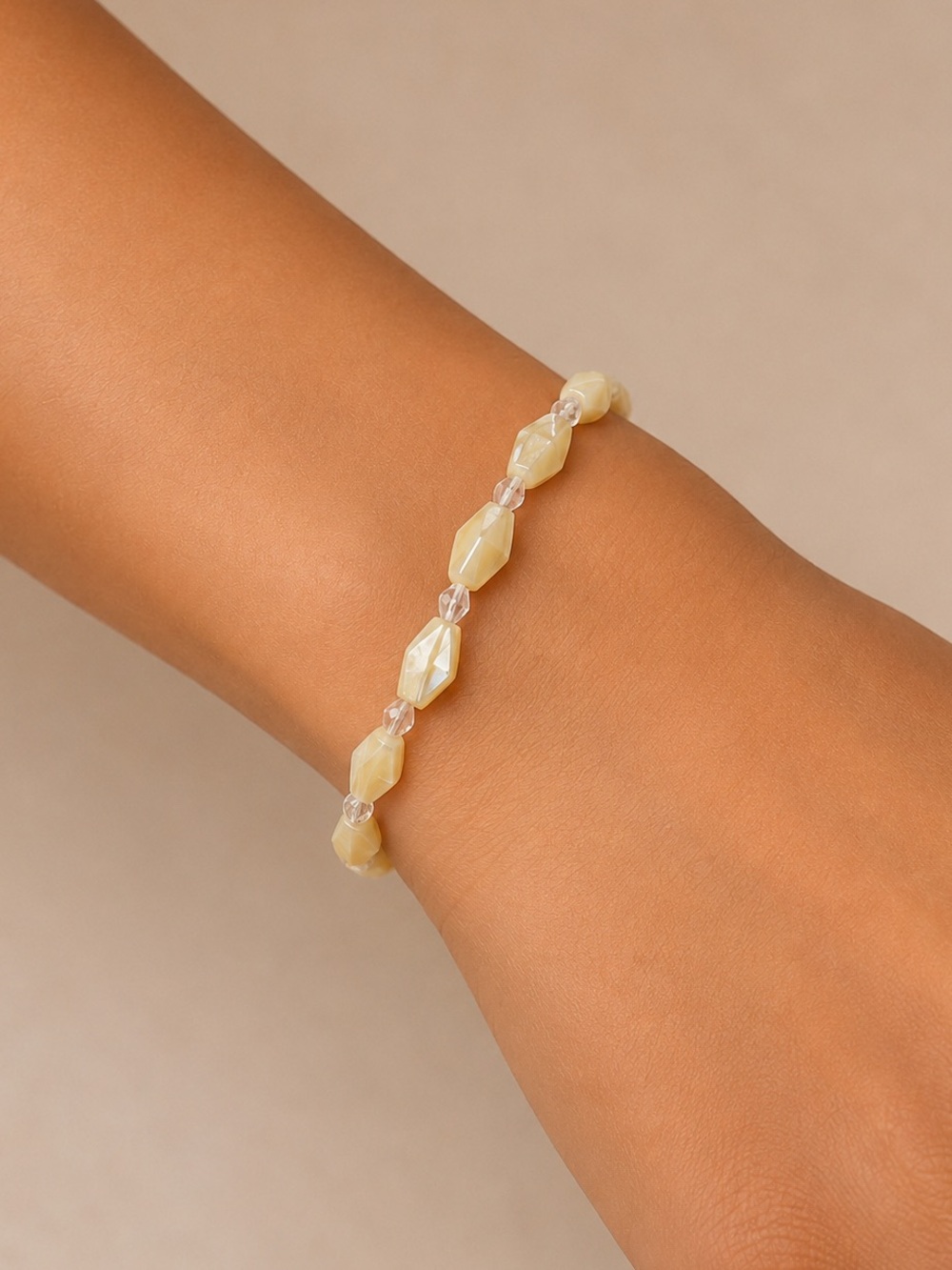 Mother of Pearl Faceted Lantern Beaded Bracelet/Anklet - Made to Order